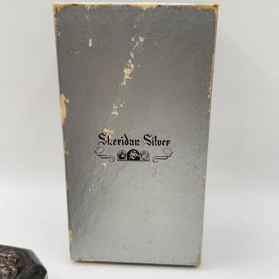 LOT 113J: Vintage Sheridan Silver Lint Comb Brush w/ Box