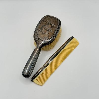 LOT 115J: Vintage Sterling Silver Bo Peep Brush & Sterling Handle Comb