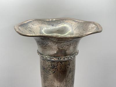 LOT 121K: Vintage Sterling Silver Cement Loaded Vase 672, 121N