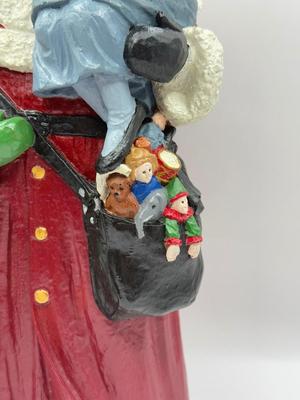 LOT 124K: 1995 Byer’s Choice The Carolers Dog w/ Santa Hat & 1990s Signed Hand Painted Santa Figures
