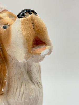 LOT 124K: 1995 Byer’s Choice The Carolers Dog w/ Santa Hat & 1990s Signed Hand Painted Santa Figures