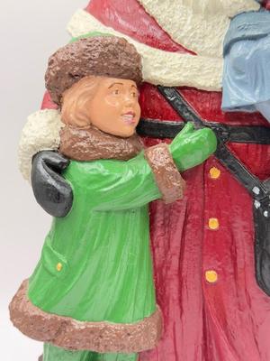 LOT 124K: 1995 Byer’s Choice The Carolers Dog w/ Santa Hat & 1990s Signed Hand Painted Santa Figures