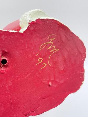 LOT 124K: 1995 Byer’s Choice The Carolers Dog w/ Santa Hat & 1990s Signed Hand Painted Santa Figures