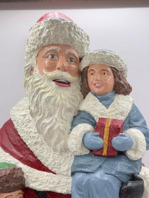 LOT 124K: 1995 Byer’s Choice The Carolers Dog w/ Santa Hat & 1990s Signed Hand Painted Santa Figures