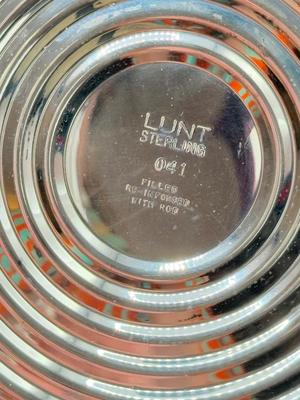 LOT 130K: Vintage Lunt Sterling Silver Weighted Candle Holders w/ Etched Glass Toppers