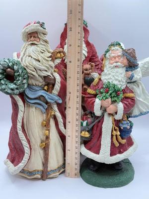 LOT 131K: Three Signed 1990s Hand Painted Santa Figurines