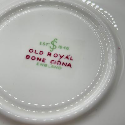 LOT 132K: Vintage Old Royal Bone China Floral Teacups & Saucers