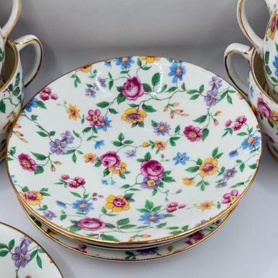 LOT 132K: Vintage Old Royal Bone China Floral Teacups & Saucers