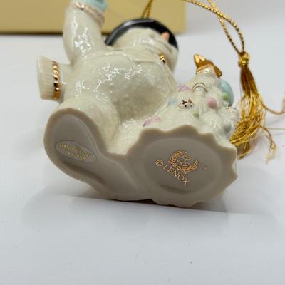 LOT 133K: Lenox Christmas Ornaments w/ Boxes - 2002 Snowman, 2001 Snowmen on Sled, 2003 Skating Snowman & 2000 Snowman