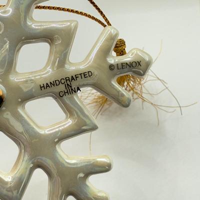 LOT 134K: Lenox Christmas Ornaments w/ Boxes - Winter Splendor Snowflake w/ COA, Cardinal Tea Pot & China Jewels Star