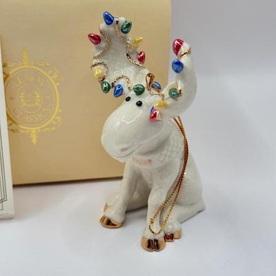 LOT 137K: Lenox Christmas Ornaments w/ Boxes - 1999 Annual Holiday Toy Soldier, 2001 Chilly Chap Penguin w/ COA & 2002 Moose...