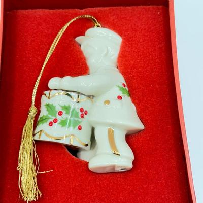 LOT 137K: Lenox Christmas Ornaments w/ Boxes - 1999 Annual Holiday Toy Soldier, 2001 Chilly Chap Penguin w/ COA & 2002 Moose...