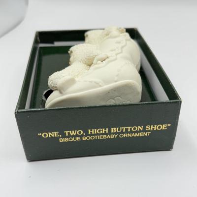 LOT 139K: Department 56 Snowbabies w/ Boxes - "Read Me a Story," "One, Two, High Button Shoe" & "Wee...This...