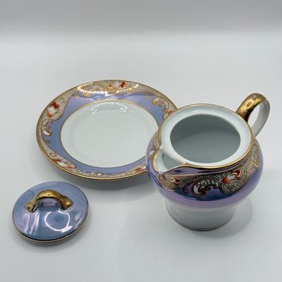 LOT 140K: Vintage Hand Painted Noritake Japanese Lustreware Teapot & Beautiful Hand Painted Tea Cup & Saucers