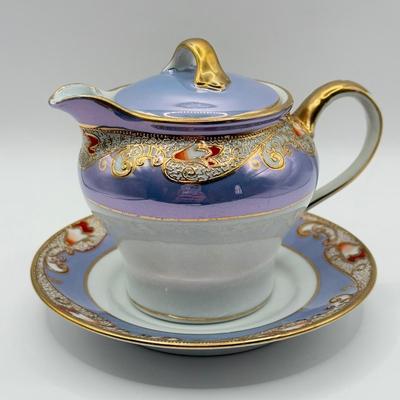 LOT 140K: Vintage Hand Painted Noritake Japanese Lustreware Teapot & Beautiful Hand Painted Tea Cup & Saucers