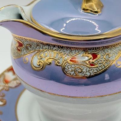 LOT 140K: Vintage Hand Painted Noritake Japanese Lustreware Teapot & Beautiful Hand Painted Tea Cup & Saucers