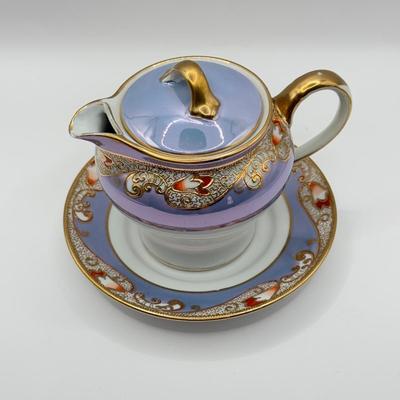 LOT 140K: Vintage Hand Painted Noritake Japanese Lustreware Teapot & Beautiful Hand Painted Tea Cup & Saucers