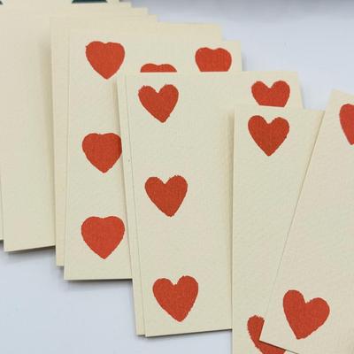 LOT 144K: Vintage Wooden Game Box w/ Paper Cards & Wooden Dice