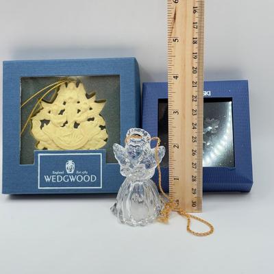 LOT 146K: Christmas Ornaments - Swarovski Crystal Snowflake, Wedgwood "Hark the Herald Angels" & Crystal Angel