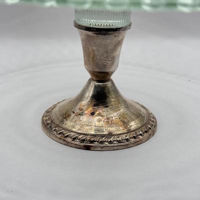 LOT 149K: Duchin Creation Glass Cake Plate w/ Weighted Sterling Silver Base