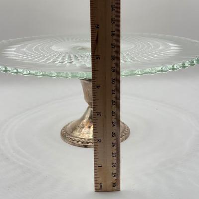 LOT 149K: Duchin Creation Glass Cake Plate w/ Weighted Sterling Silver Base