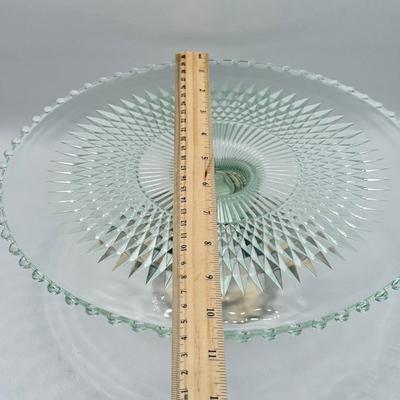 LOT 149K: Duchin Creation Glass Cake Plate w/ Weighted Sterling Silver Base