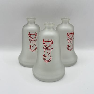 LOT 150K: Vintage 1980s Wheaton Christmas Santa's Reindeer Glass Bell Bottles