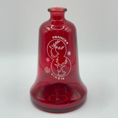 LOT 150K: Vintage 1980s Wheaton Christmas Santa's Reindeer Glass Bell Bottles