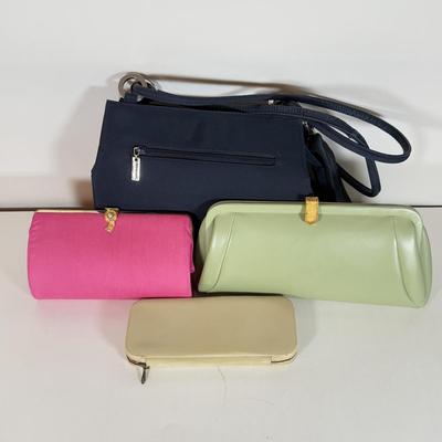 LOT 154B: Aeropostale Bag, Colorful Clutches & Vintage Nail Care Kit