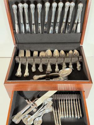 LOT 156L: Towle Sterling Silver French Provincial Flatware Set w/ Tarnish Proof Case (2950g)