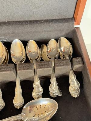 LOT 156L: Towle Sterling Silver French Provincial Flatware Set w/ Tarnish Proof Case (2950g)