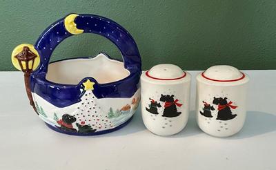 Noritake ‘Twas The Night Before Christmas bowl/Salt/Pepper Shakers