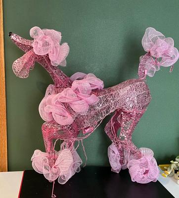 Starry Night Crystal Splendor Lighted Pink Poodle 24”