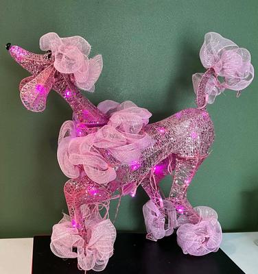 Starry Night Crystal Splendor Lighted Pink Poodle 24”