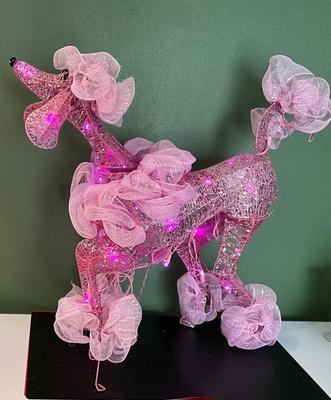 Starry Night Crystal Splendor Lighted Pink Poodle 24”