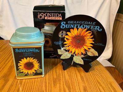 Oneida Sunflower Canister and Plate