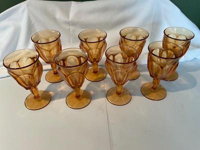 Vintage Westmoreland Colonial Amber Goblets set of 8