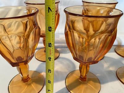 Vintage Westmoreland Colonial Amber Goblets set of 8