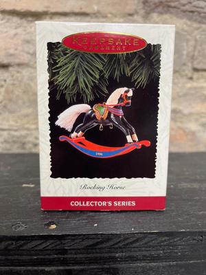 Sale Photo Thumbnail #35: 1995 and 1996 Tobin Fraley Holiday Carousels, two from the A Pony for Christmas series, Zebra Fantasy and Rocking Horse ornaments