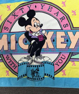 MICKEY MOUSE 60th Birthday Beach Towel in like new condition Walt Disney