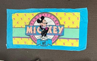 MICKEY MOUSE 60th Birthday Beach Towel in like new condition Walt Disney
