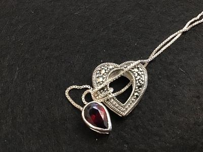 Sterling Silver Garnet Stone Necklace