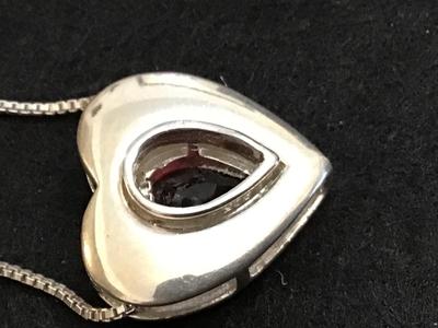 Sterling Silver Garnet Stone Necklace