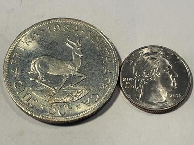 South Africa 1964 Choice BU Proof-Like 50 Cents Silver Coin KM#62 as Pictured. FREE DOMESTIC SHIPPING.