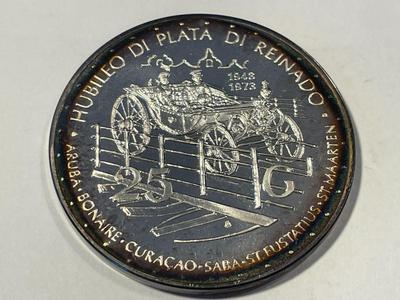 Netherlands Antilles 1973 Proof 25 Gulden Silver Coin KM#14 as Pictured. FREE DOMESTIC SHIPPING.