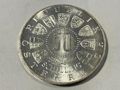 Austria 1963 Brilliant Uncirculated 50 Schilling Silver Coin KM#2894 as Pictured. FREE DOMESTIC SHIPPING.