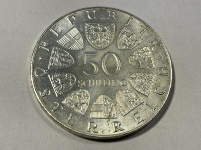 Austria 1972 Brilliant Uncirculated 50 Schilling Silver Coin KM#2913 as Pictured. FREE DOMESTIC SHIPPING.