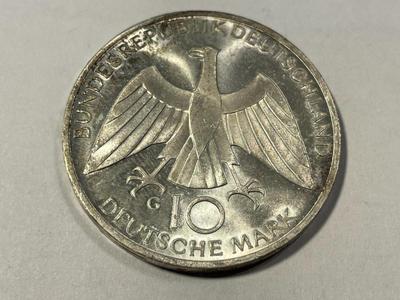 Germany 1972G- Uncirculated Condition Federal Republic 10 Mark Silver Coin as Pictured. FREE DOMESTIC SHIPPING.