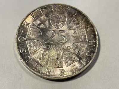 Austria 1967 Uncirculated Condition 25 Schilling Silver Coin KM#2901 as Pictured. FREE DOMESTIC SHIPPING.
