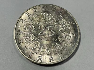 Austria 1968 Brilliant Uncirculated 25 Schilling Silver Coin as Pictured. FREE DOMESTIC SHIPPING.